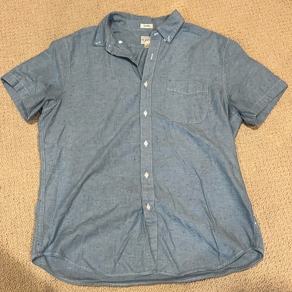 J. Crew Blue Short Sleeve Button-Up